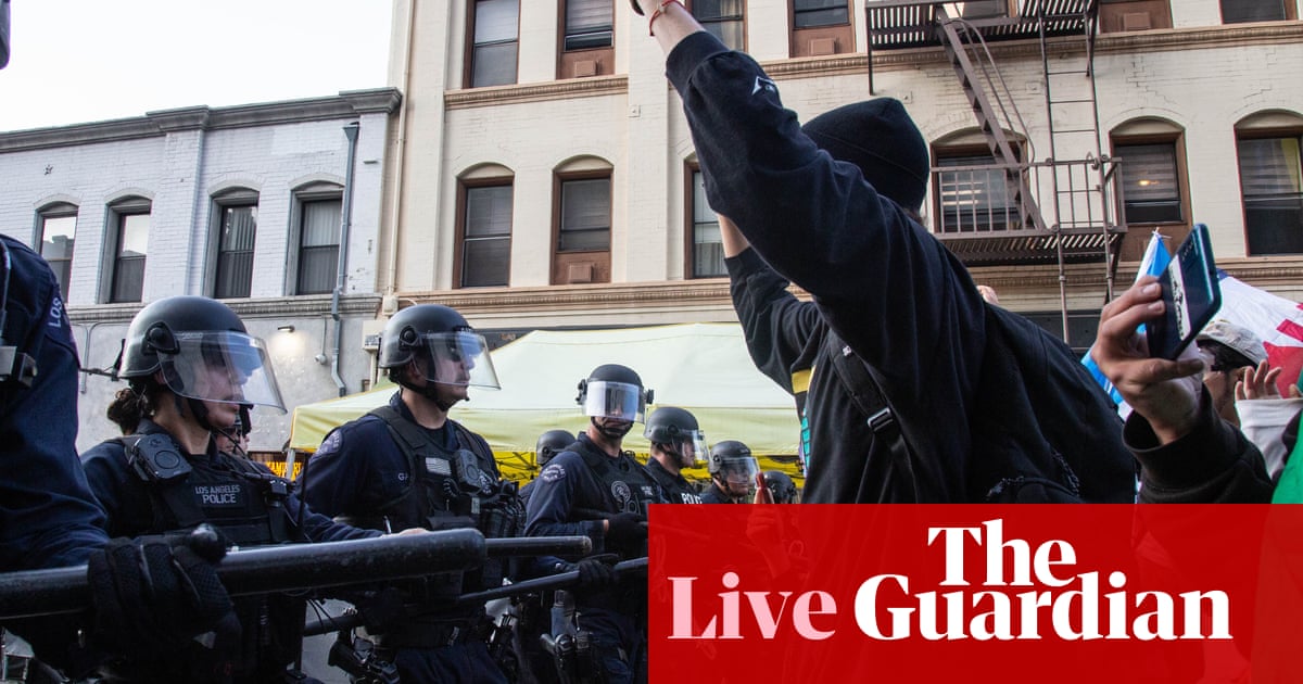 Trump to address soldiers in North Carolina; LAPD says marines arrival an ‘operational challenge’ after hundreds deployed – live